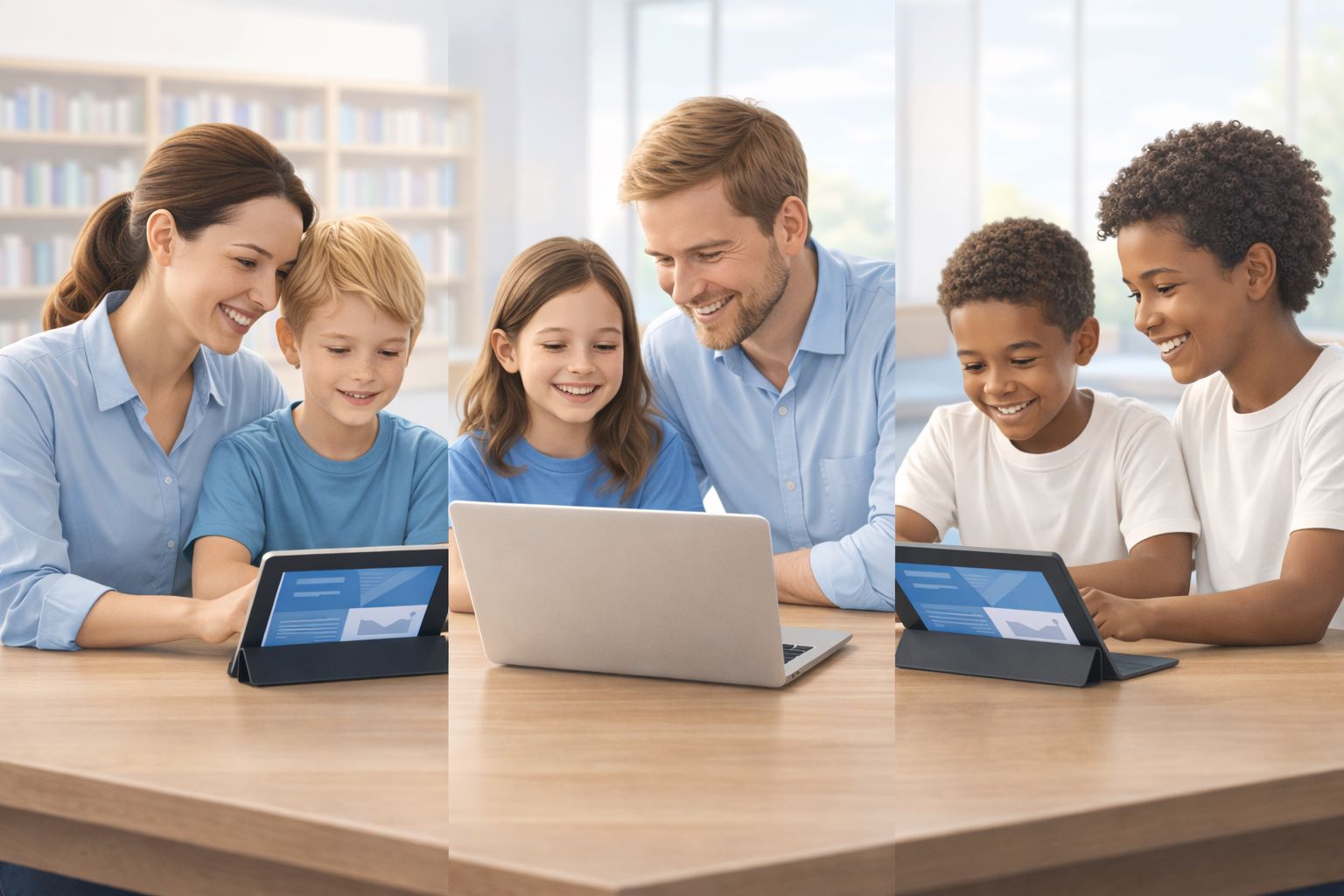 Parents et enfants discutant du numérique